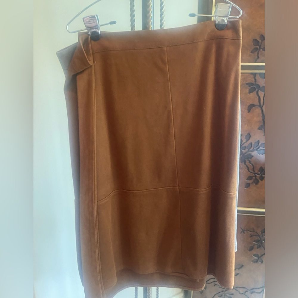 Chocolate Brown Suede Wrap Skirt w Tie | Adjustable Waist | Luxe Soft Feel